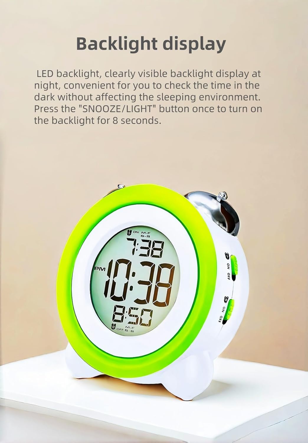 Super Loud Alarm Clock with Retro Design and Backlight Display