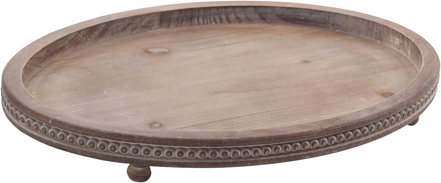 Festwind Decorative Oval Wooden Tray - Distressed Brown