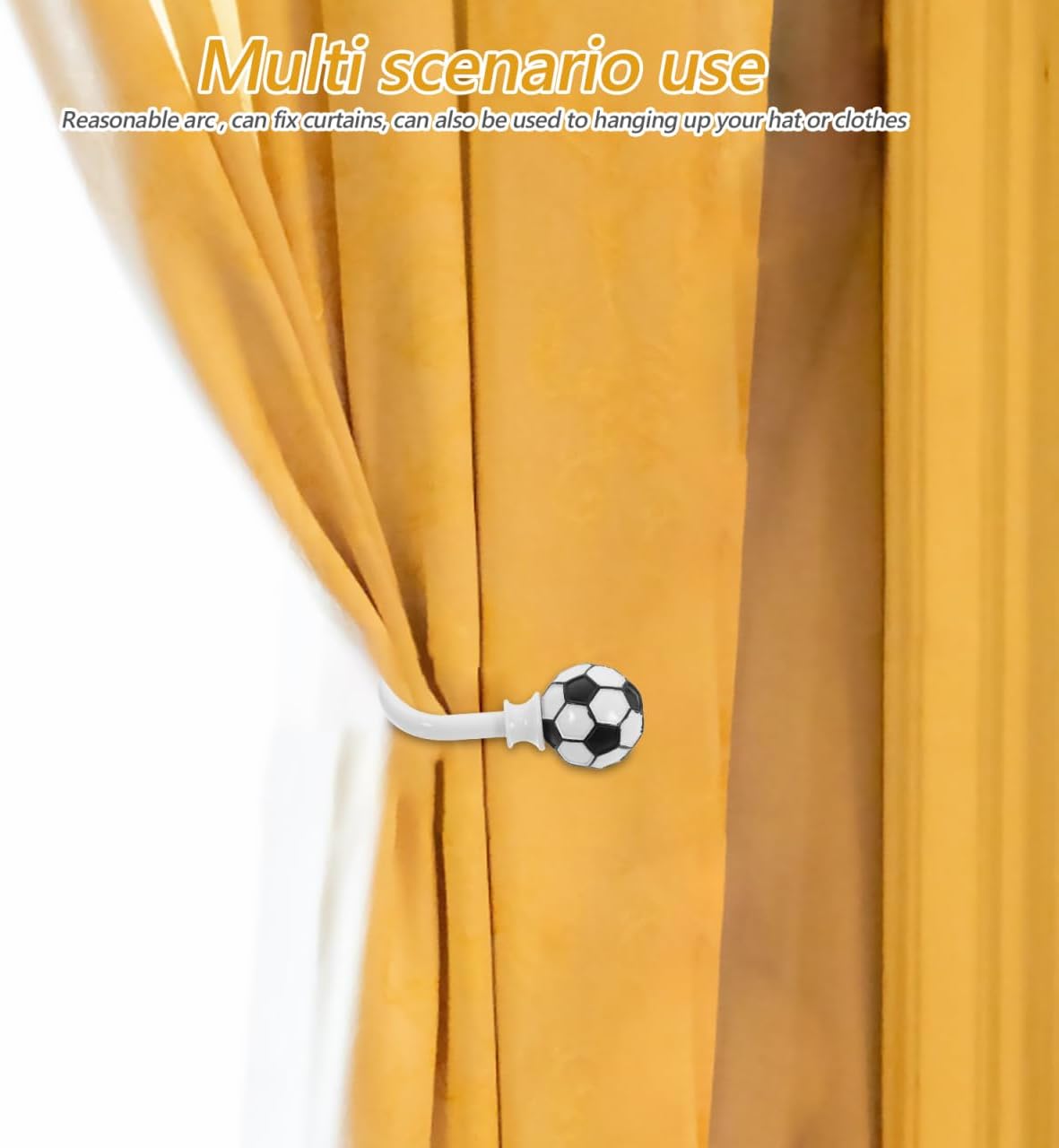 Artibetter White Metal Curtain Holdback with Soccer Design