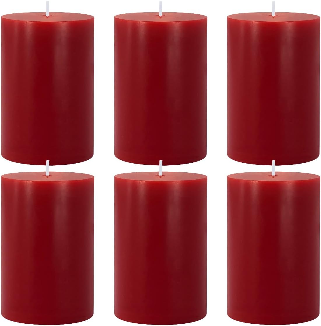 Amusaer 6 Pack Red Pillar Candles 4 Inch Tall