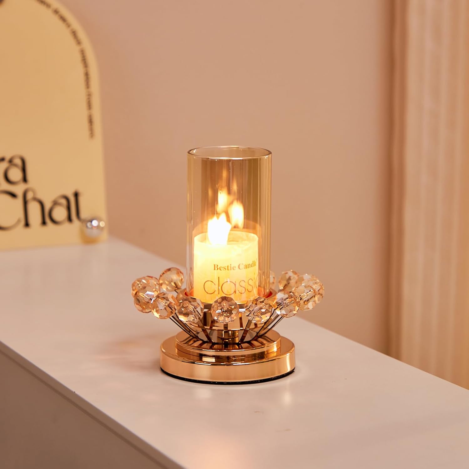 Gold Hurricane Candle Holder Elegant Centerpiece for Weddings and Parties
