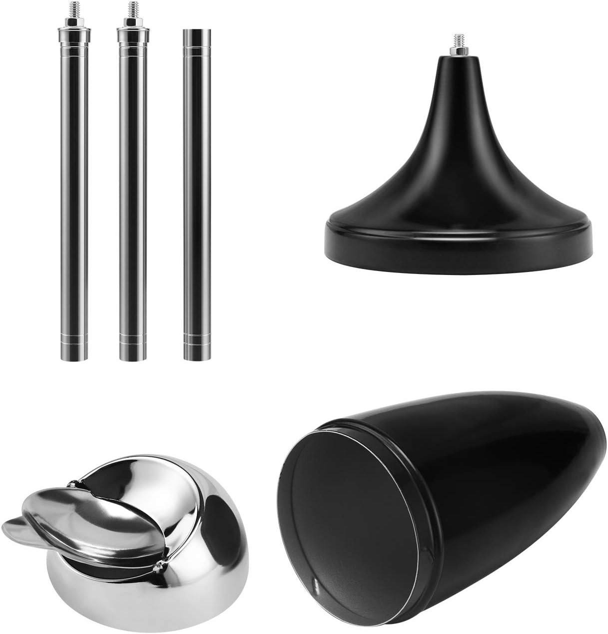 2 Pack Outdoor Standing Ashtray with Lid and Adjustable Height
