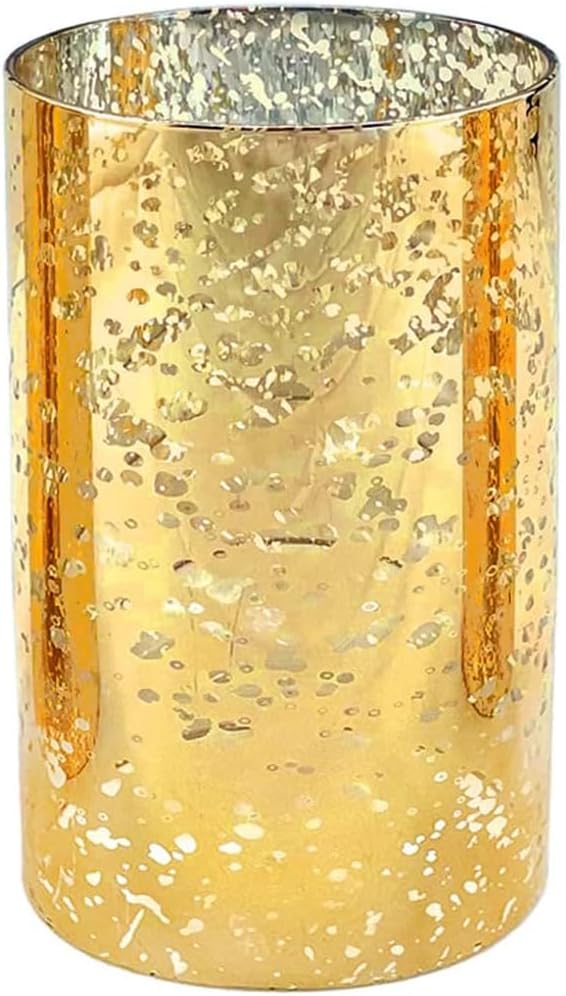 WGVI Hurricane Candle Holder Sleeve Gold Speckled Glass 4 x 6