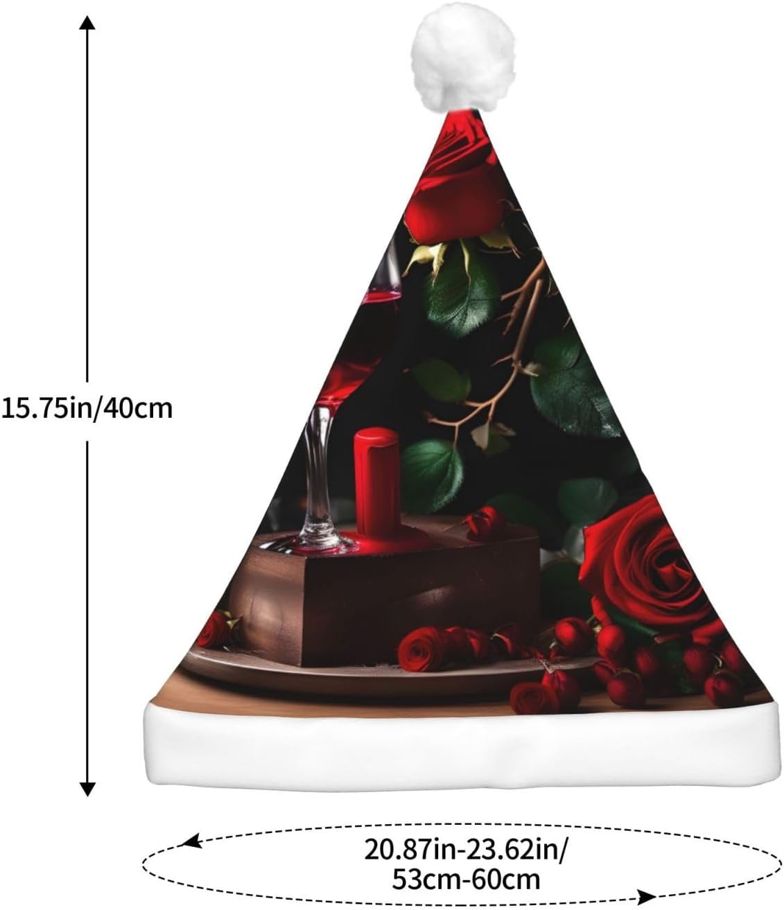 Red Rose And Wine Decor Led Christmas Hat Unisex Beanie