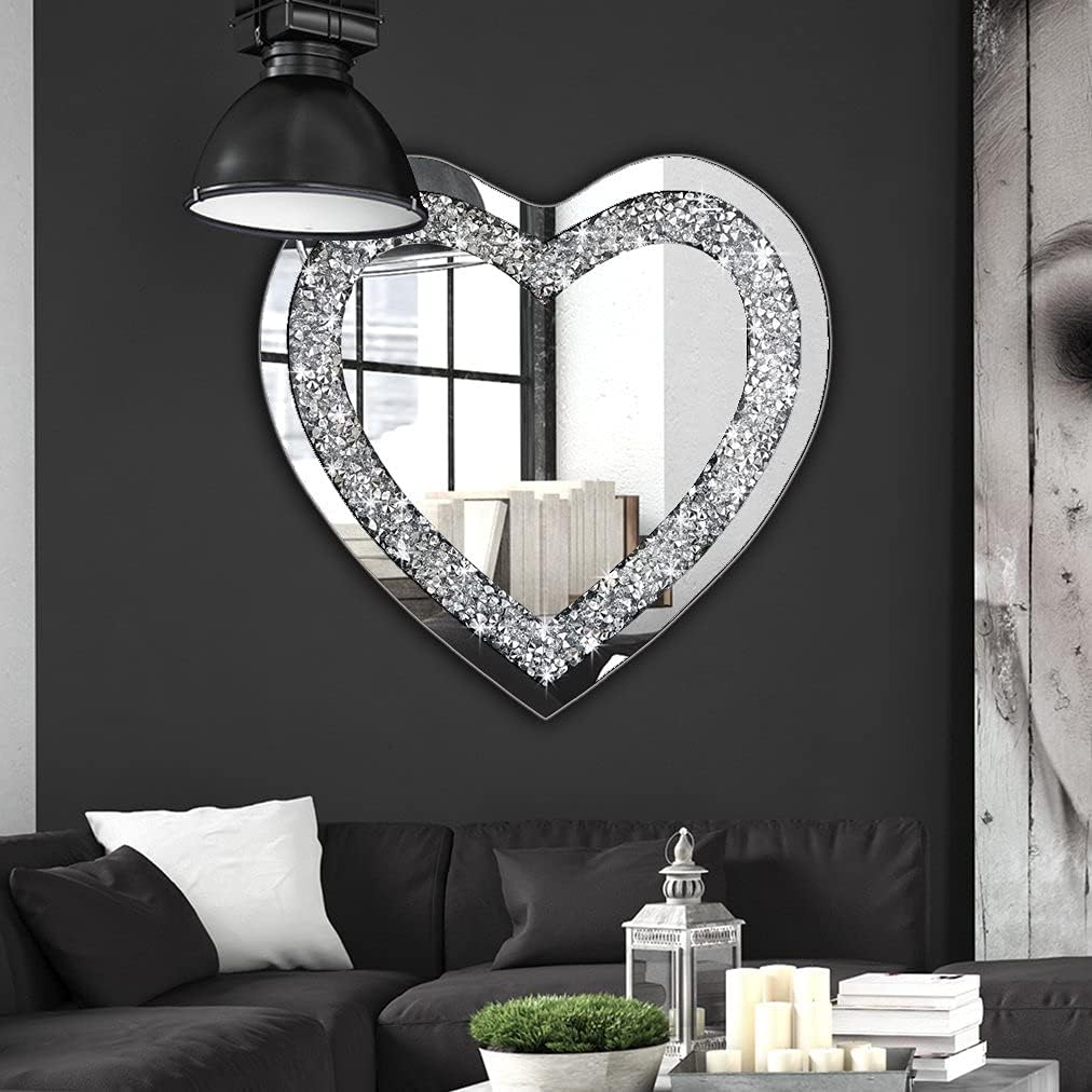 DMDFIRST Diamond Heart Shaped Wall Mirror 20x20 Inch