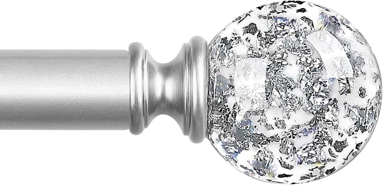 Silver Crystal Curtain Rods 18-60 Inch Adjustable
