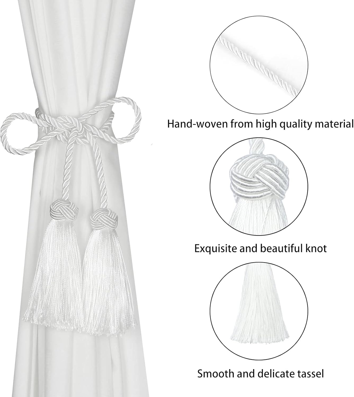 BEL AVENIR 2 Pack Curtain Tiebacks with Tassels