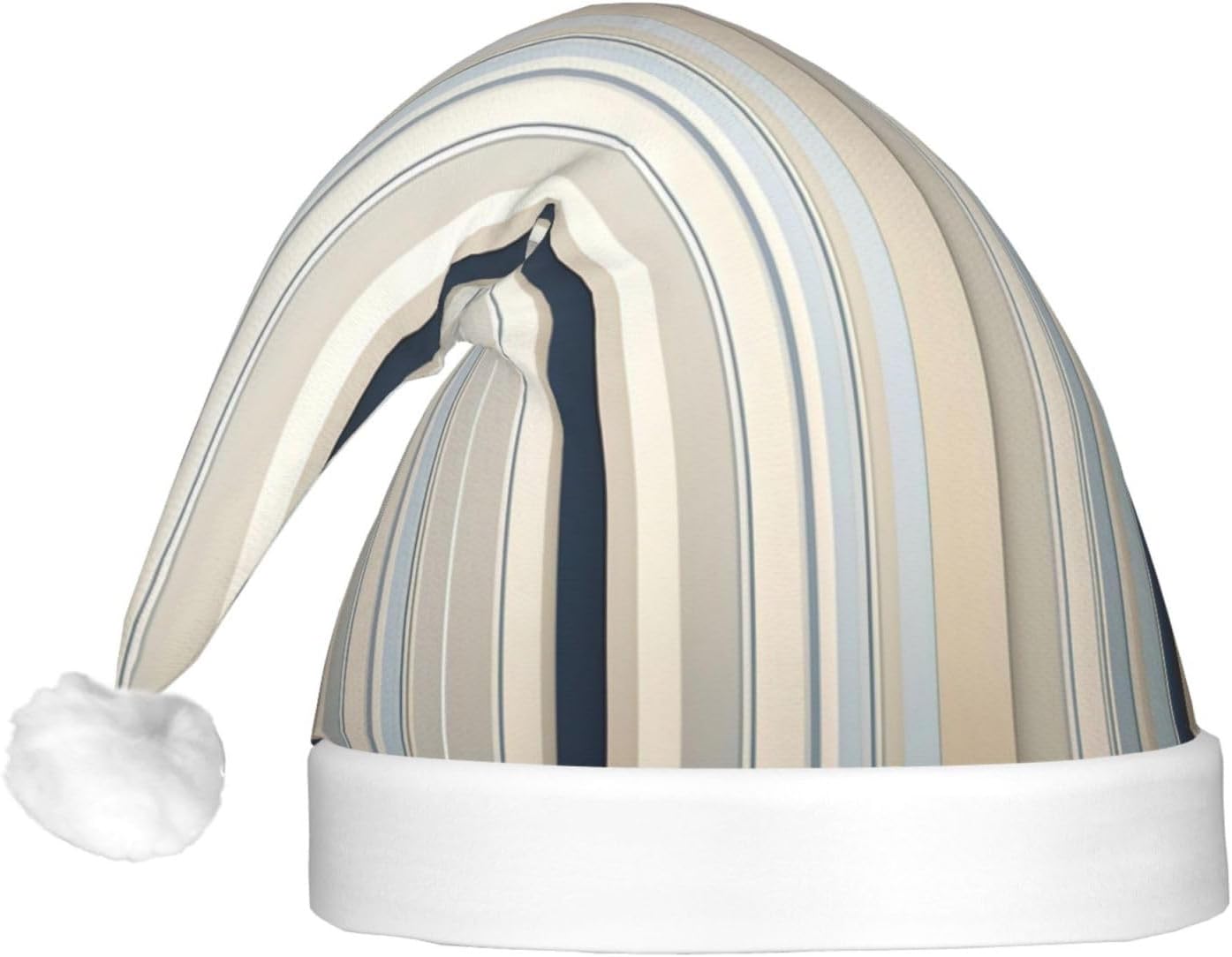 Blue Beige Stripe Christmas Hat with LED Lights
