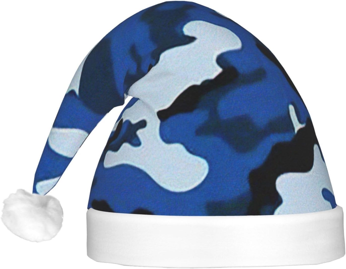 Blue Camo Print LED Christmas Hat for Adults