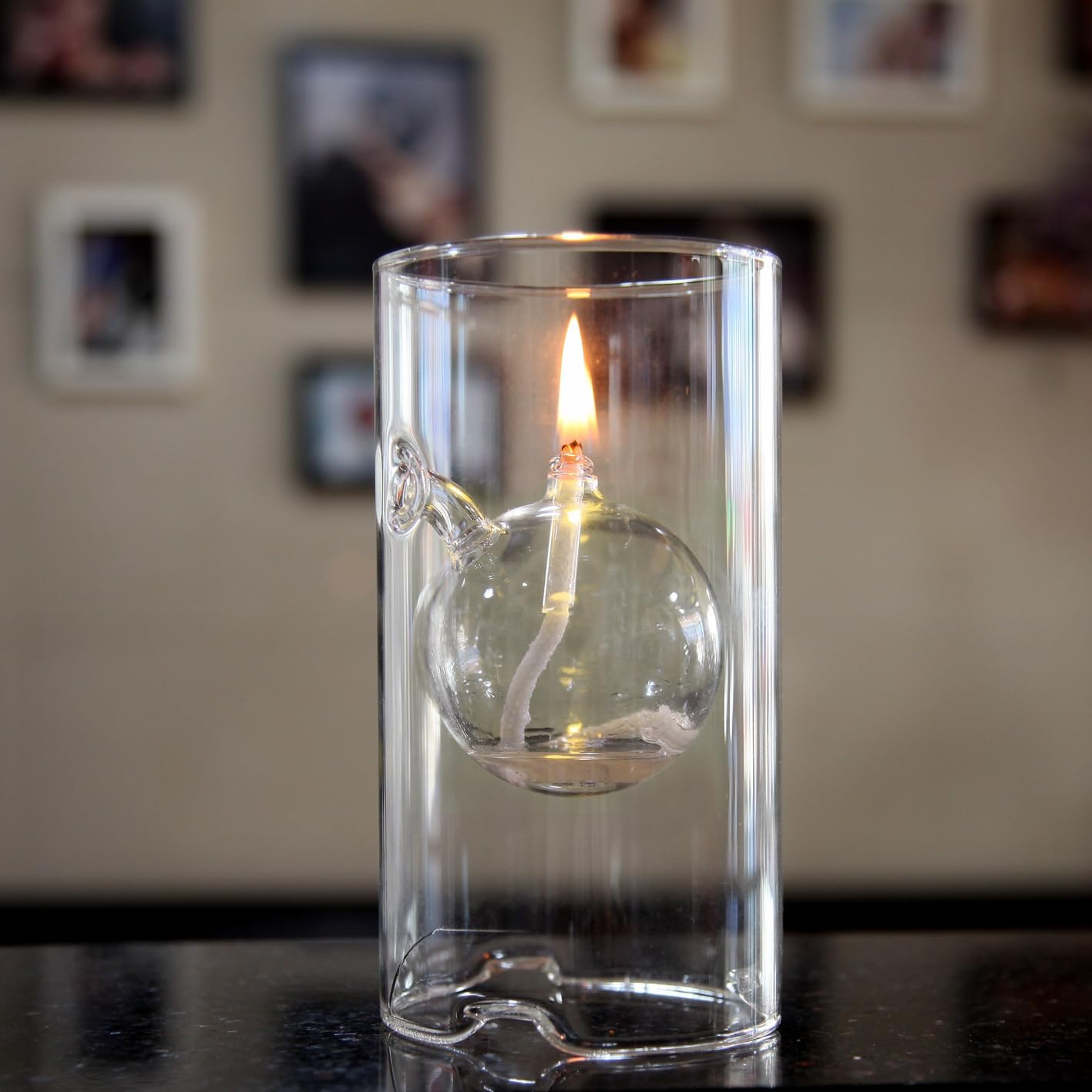 Glass Oil Lamp Borosilicate Hurricane Candle Holder 7 Inch