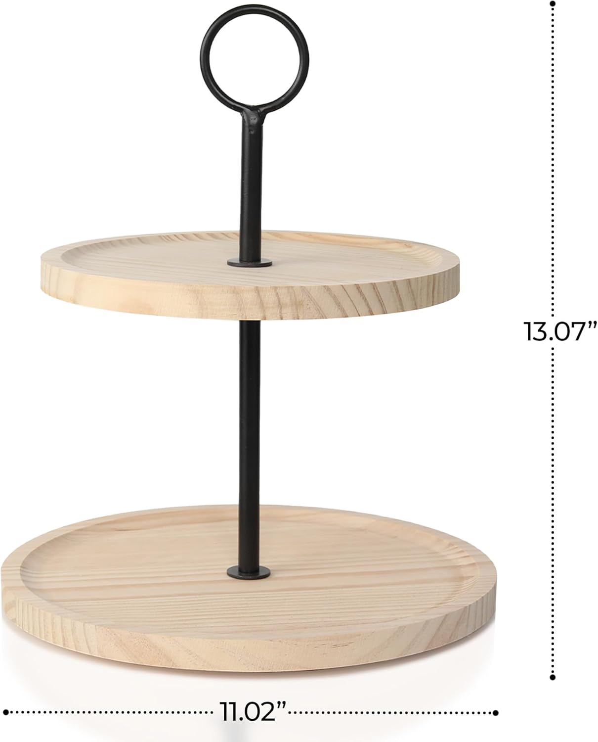 KIBAGA Decorative Wooden Two Tiered Tray Stand