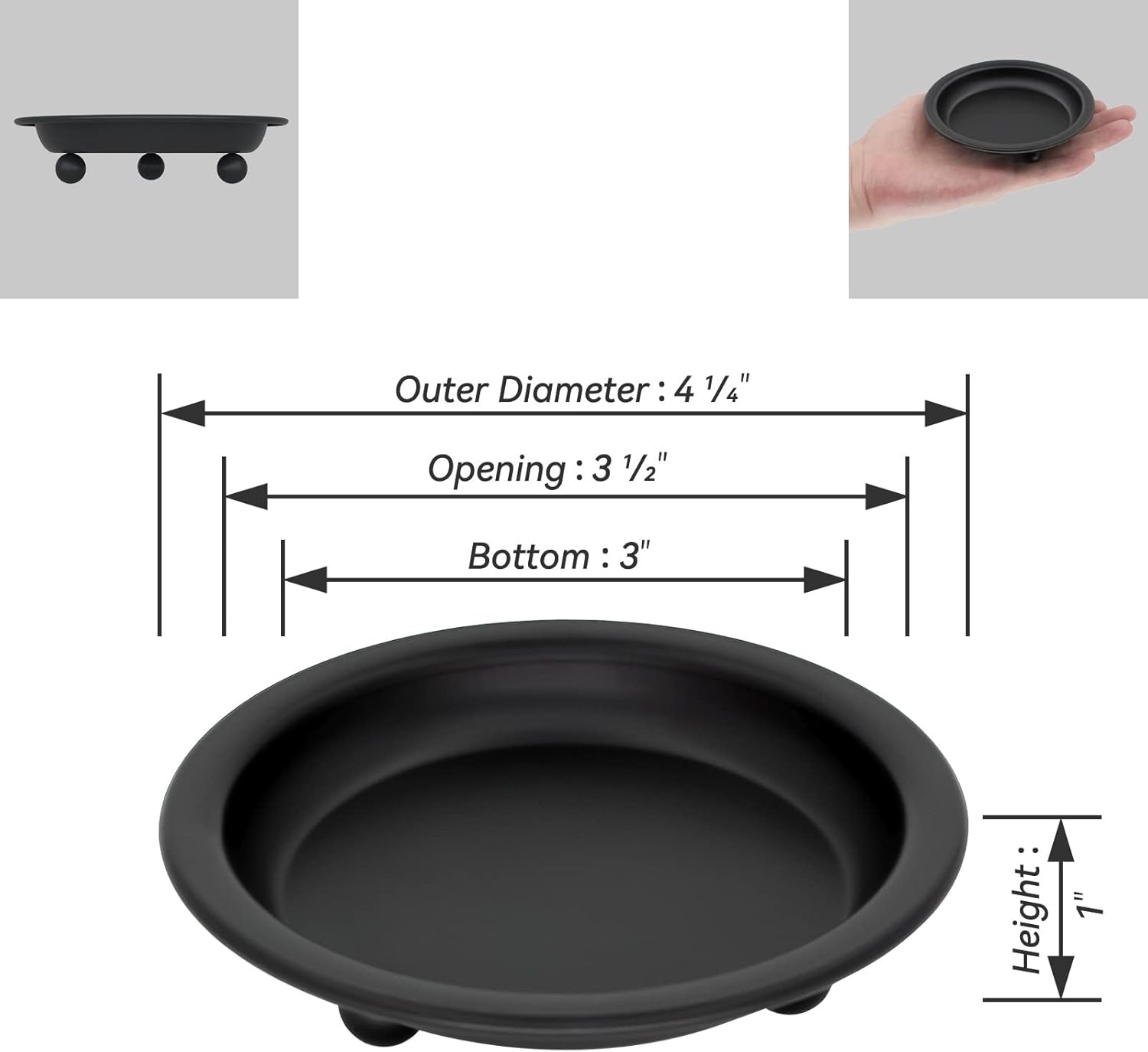 Matte Black Iron Candle Plates Set of 2