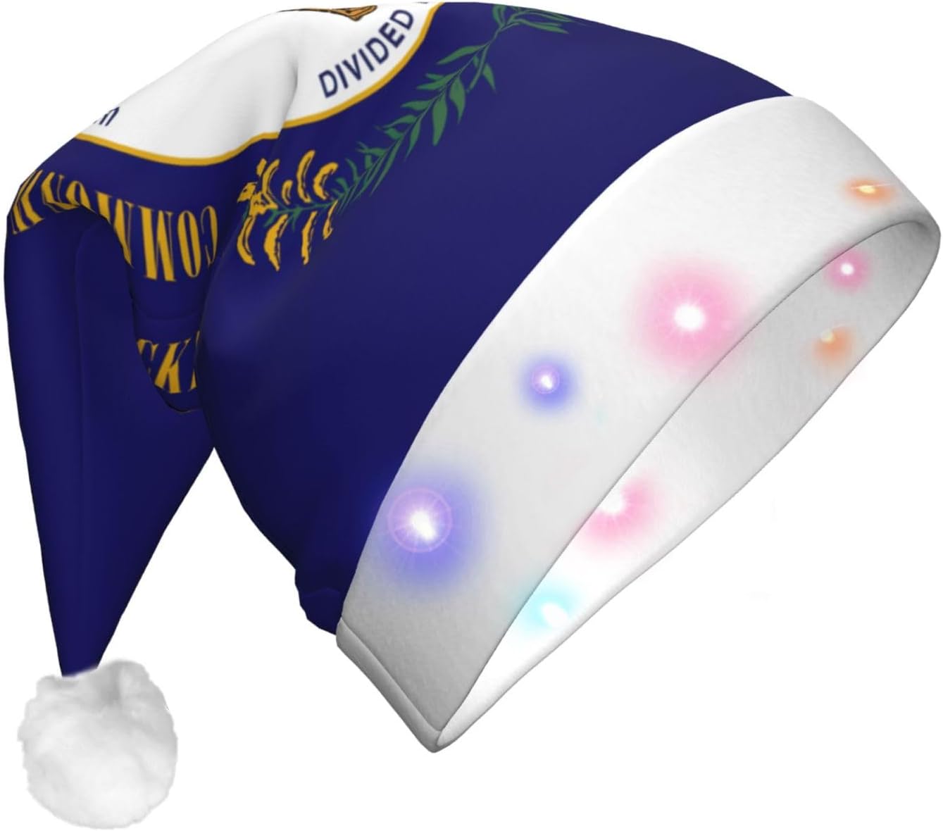 Kentucky State Flag Christmas Hat With LED Lights
