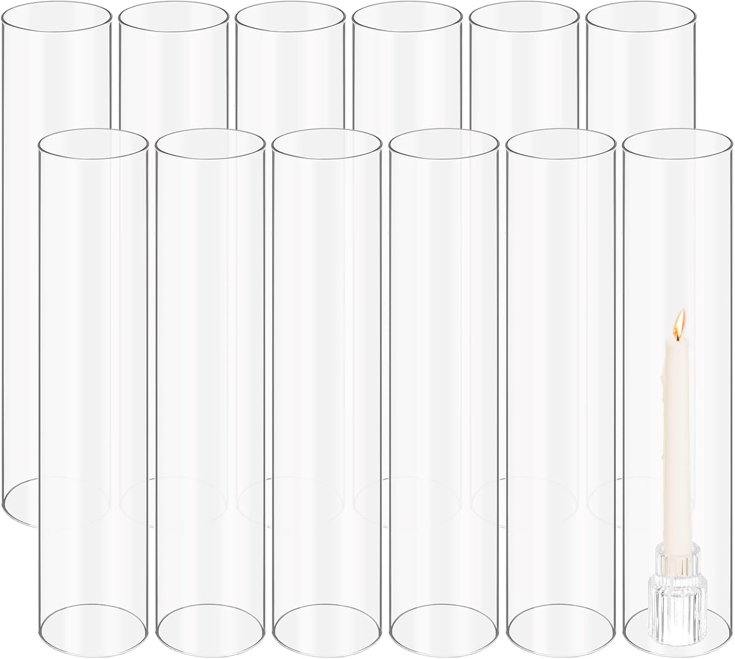 12PCS Clear Glass Hurricane Candle Holder Sleeve
