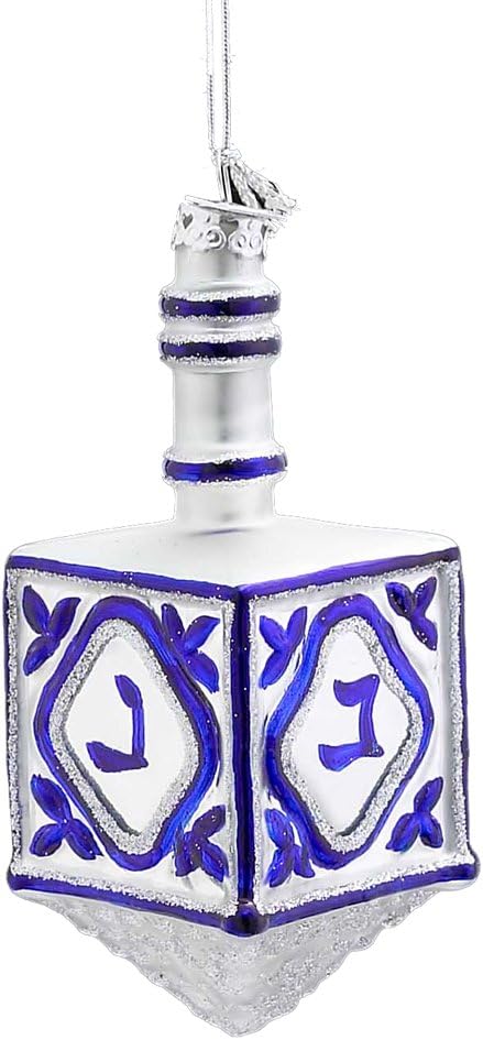 Kurt Adler 4-14 Inch Glass Jewish Dreidel Hanukkah Ornament
