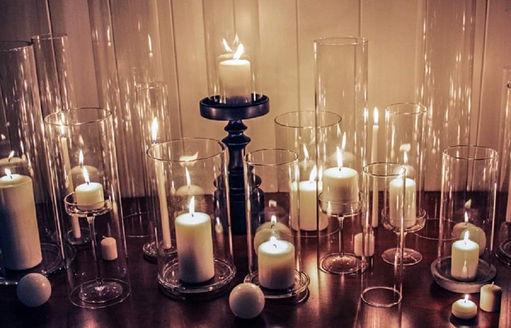 CYS EXCEL 2PCS Open Ended Clear Hurricane Candle Holder