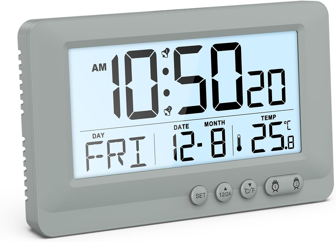 KeeKit Digital Alarm Clock with Dual Alarms and Temperature Display