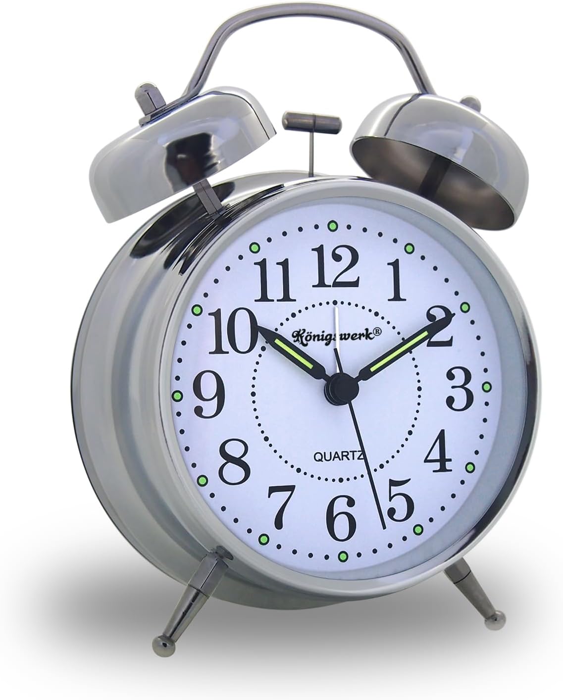 Loud Bell Alarm Clock with Night Light and Silent Hands