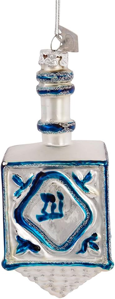 Kurt Adler 4-14 Inch Glass Jewish Dreidel Hanukkah Ornament