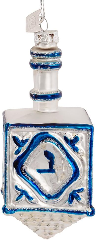 Kurt Adler 4-14 Inch Glass Jewish Dreidel Hanukkah Ornament