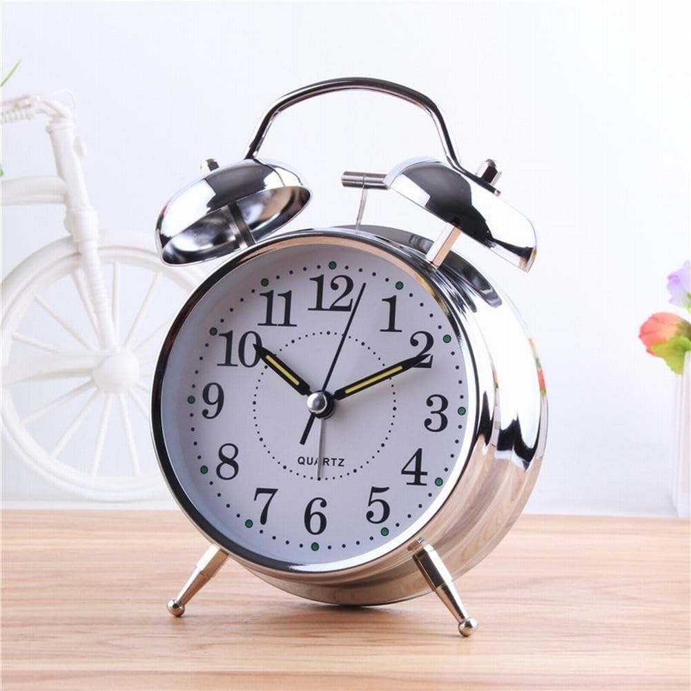 Metal Twin Bell Alarm Clock with Luminous Hands