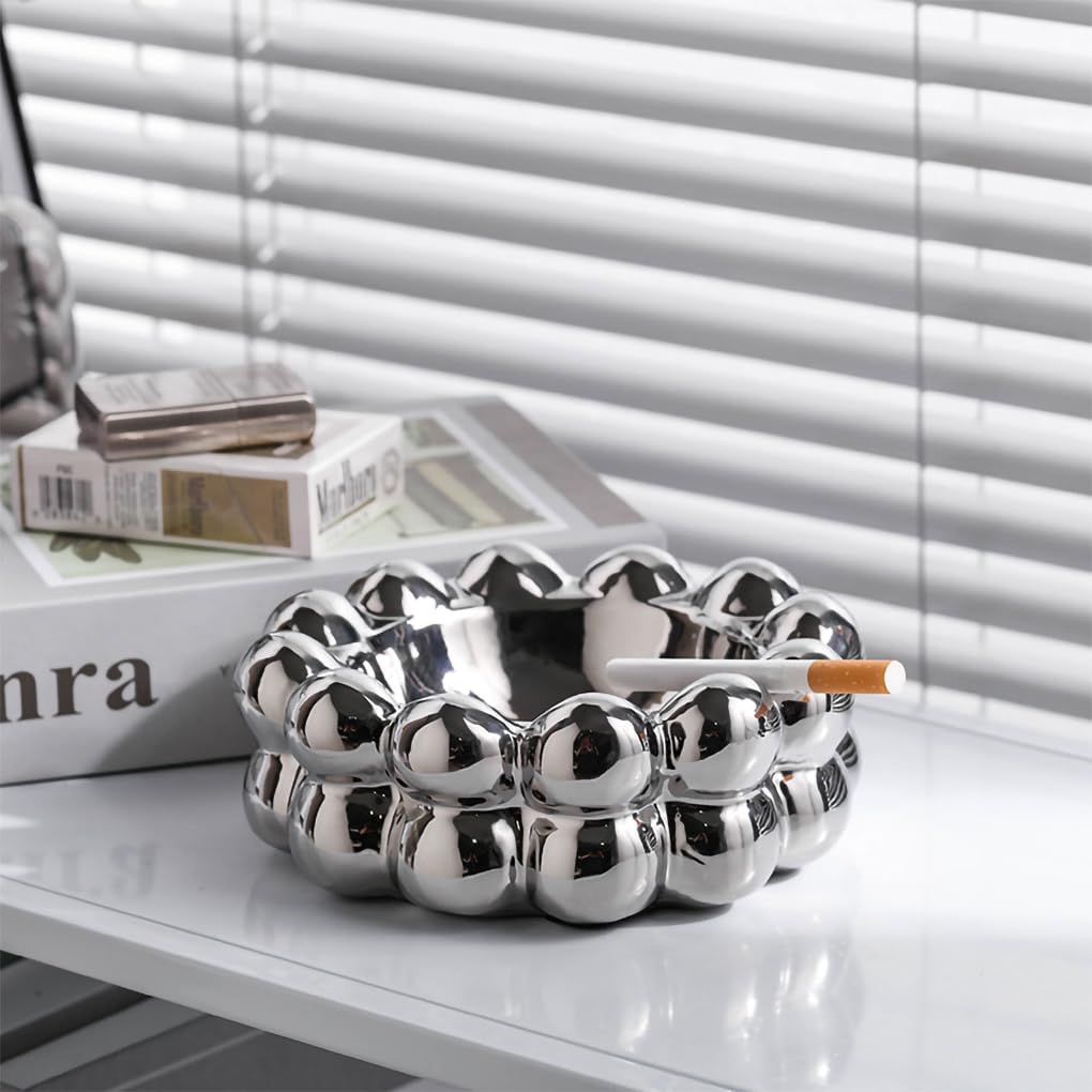 WAIT FLY Creative Bubble Ceramic Ashtray - Silver