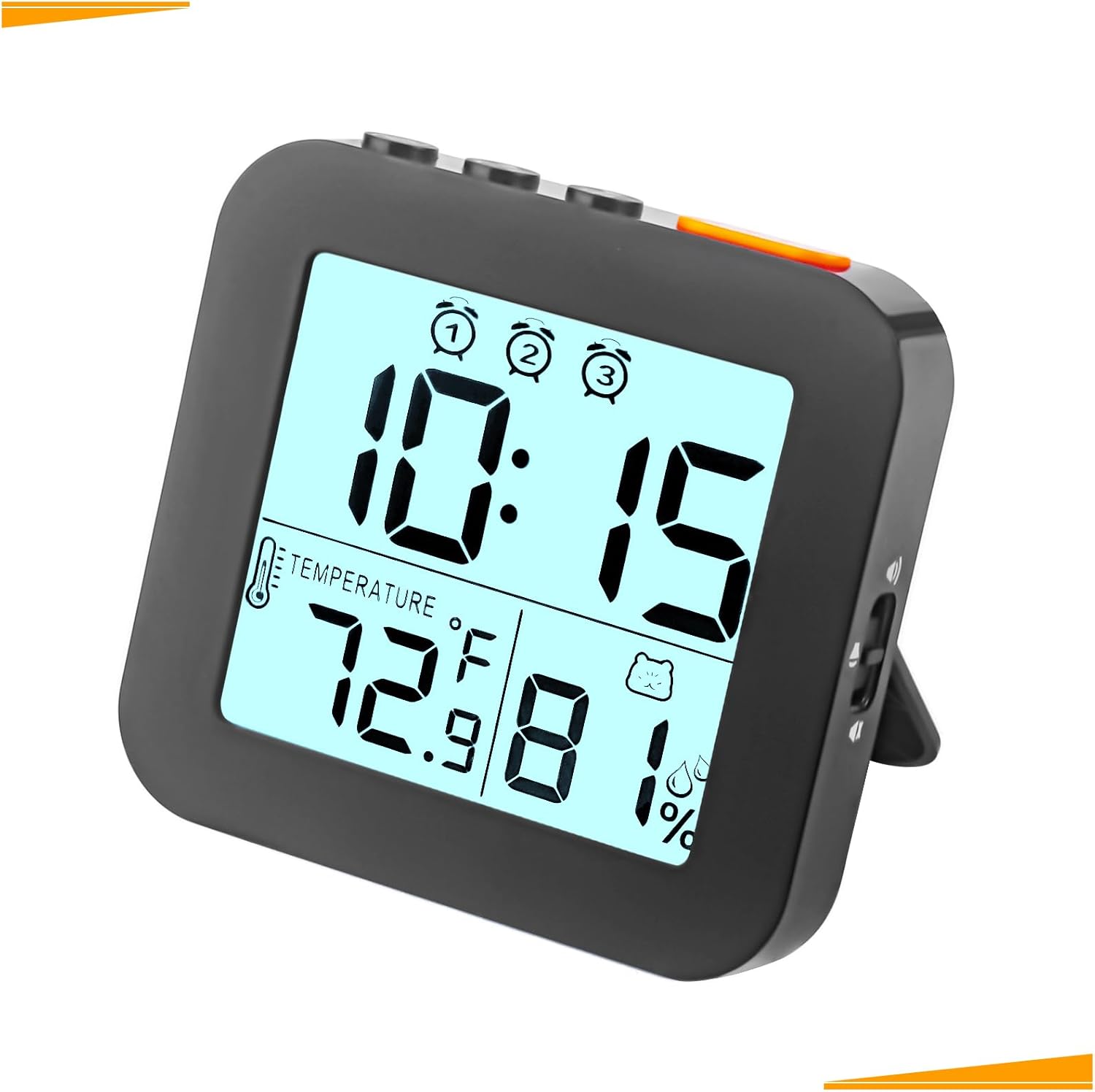 WinFong Small Digital Alarm Clock with 3 Bells and Humidity Temperature Display