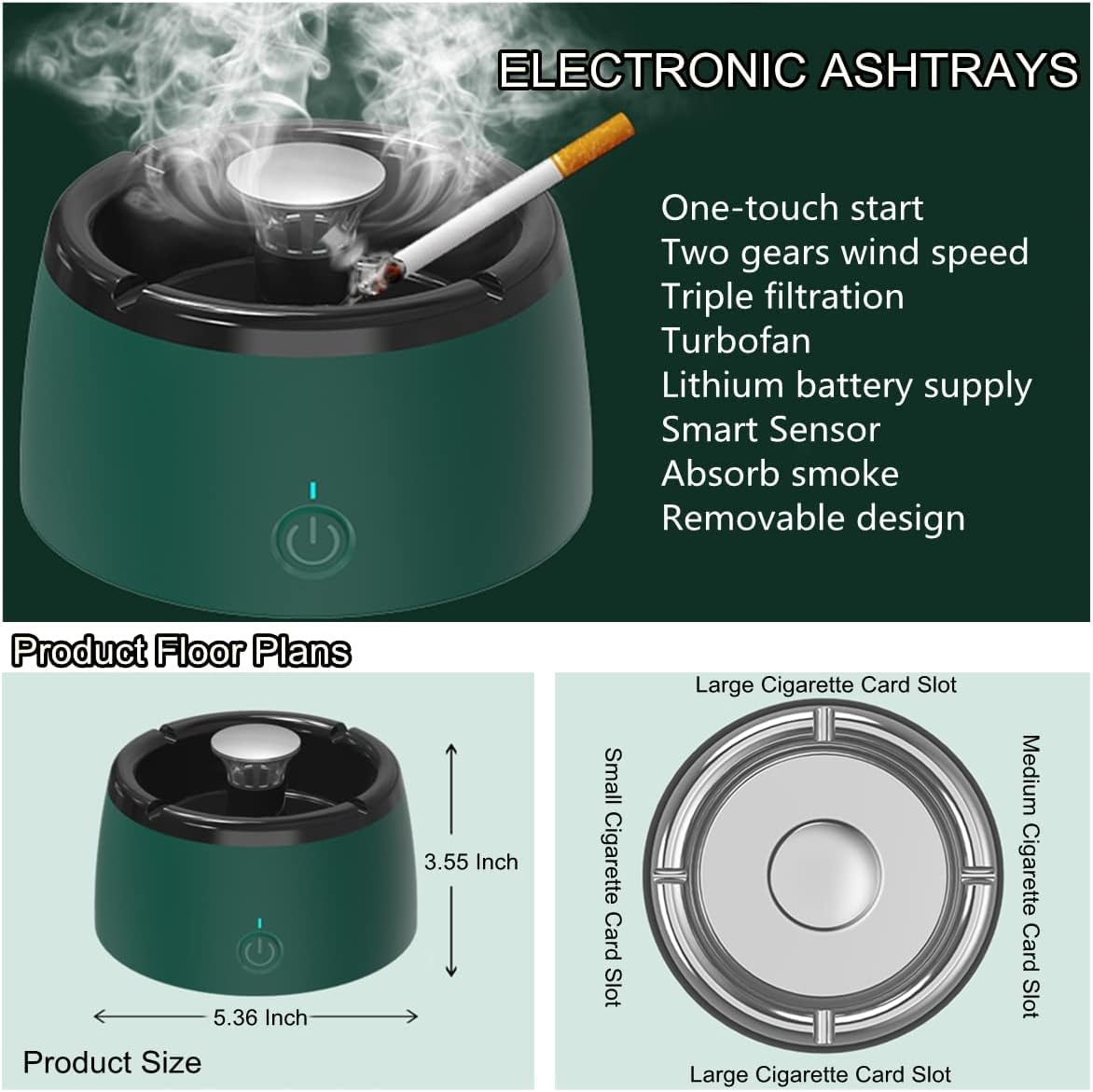 Smokeless Ashtray with Aromatherapy Indoor Use