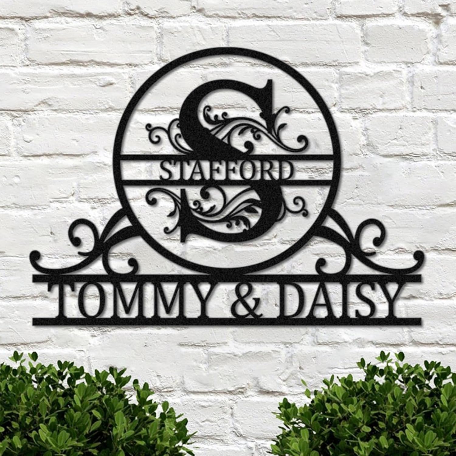 Custom Name Metal Sign - Personalized Last Name Monogram Wall Decor