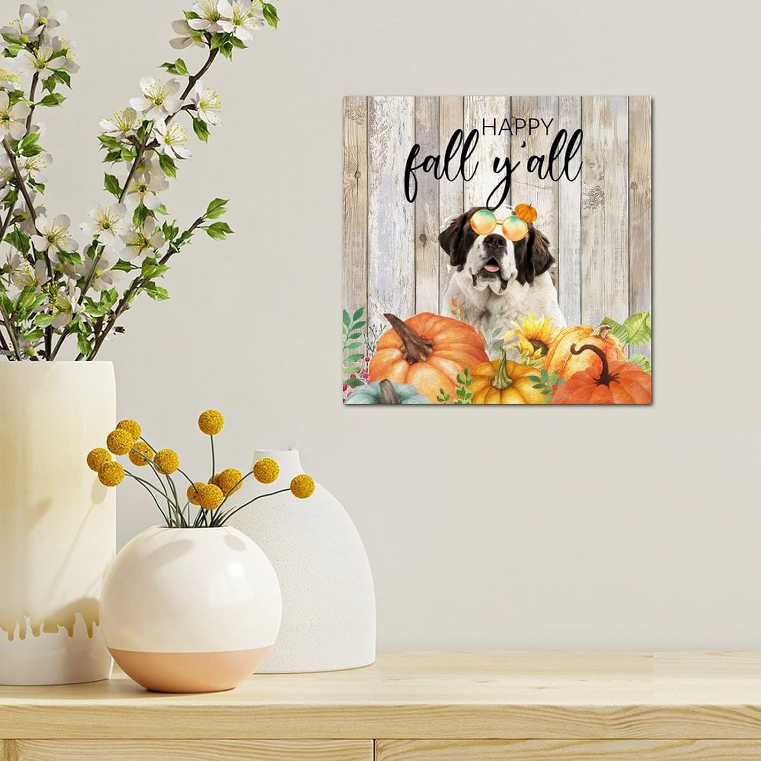 Thanksgiving Hello Fall Decor Wooden Sign 10x10in
