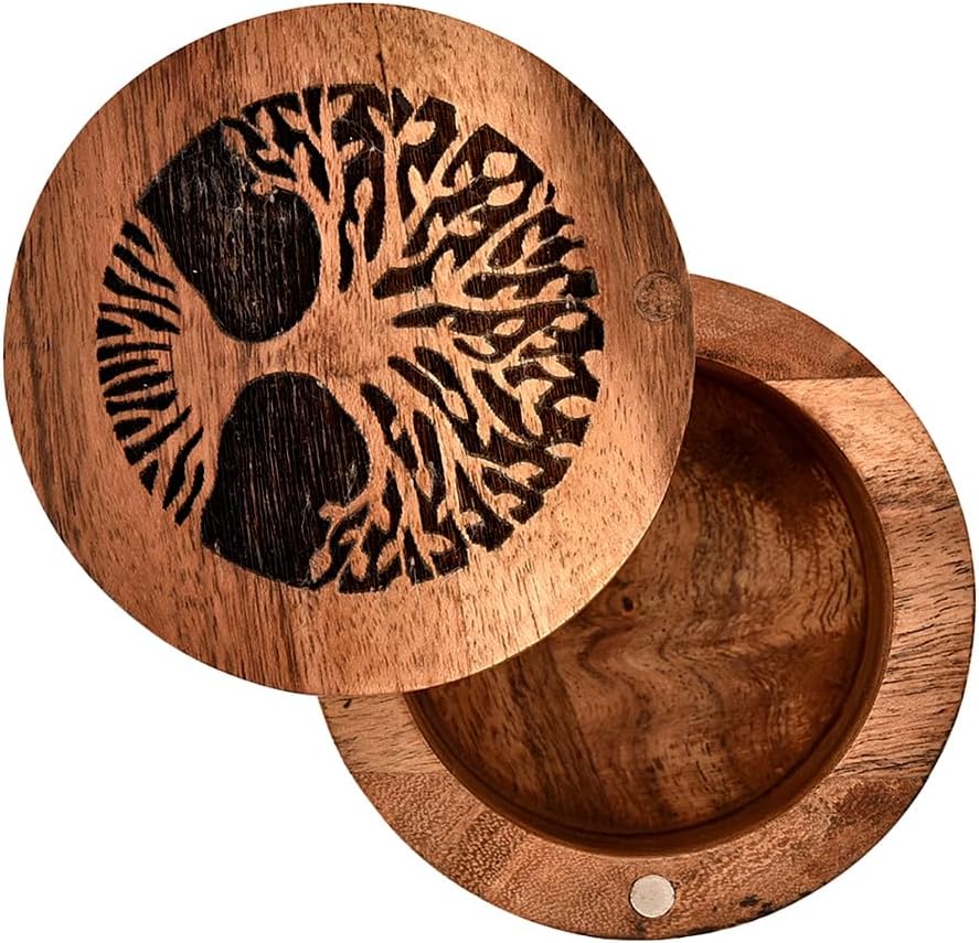 Samhita Handmade Acacia Wood Urn for Human Ashes