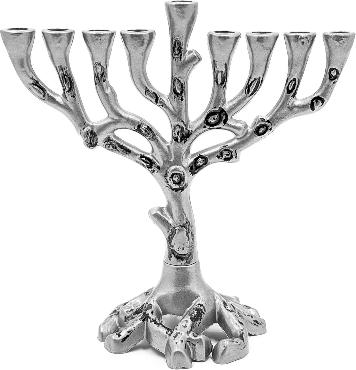 The Dreidel Company Hanukkah Menorah Tree of Life Mini Pewter Finish