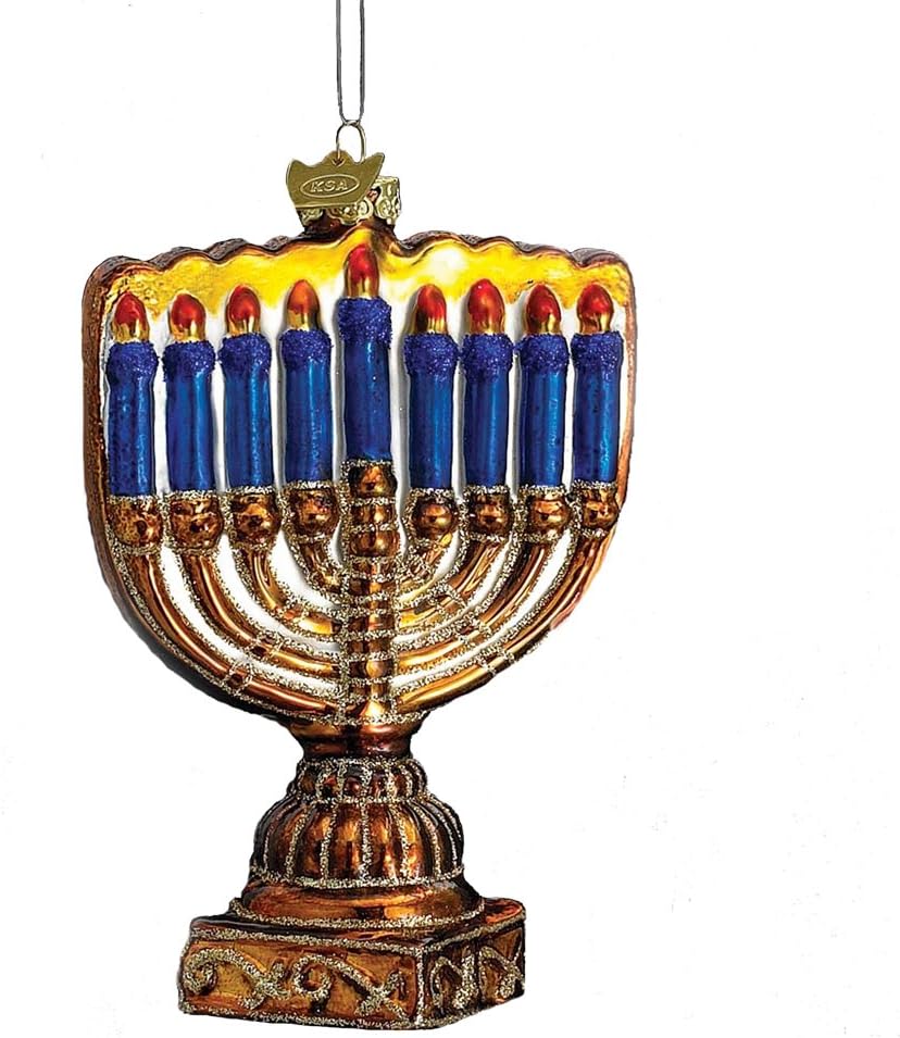 Kurt S Adler 4-5 Inch Noble Gems Glass Menorah Ornament
