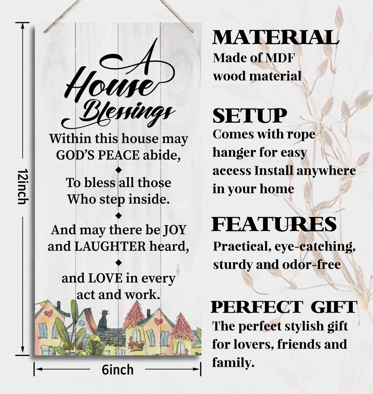 HALUOSI Wooden Family Decor Sign 12x6 Inch