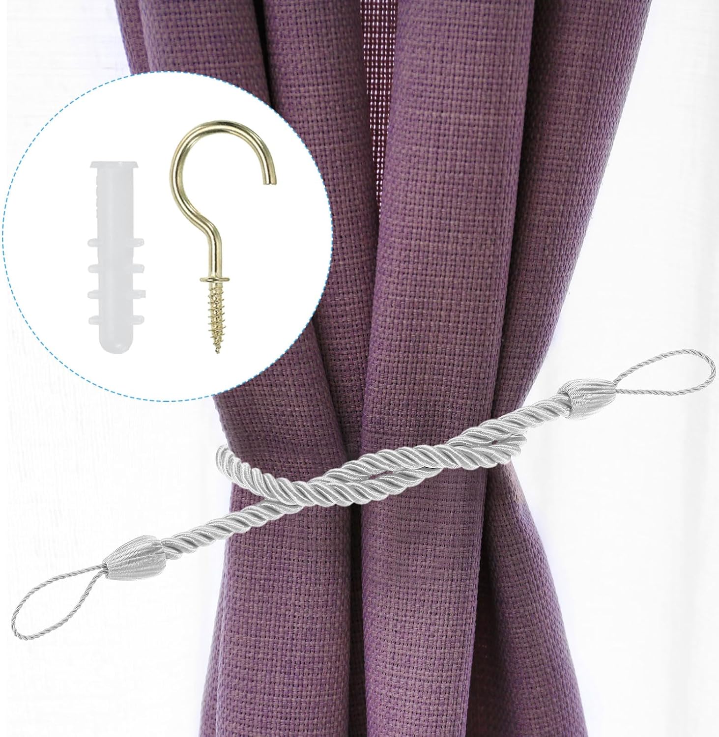 PATIKIL Curtain Tiebacks Ropes 6 Pack White
