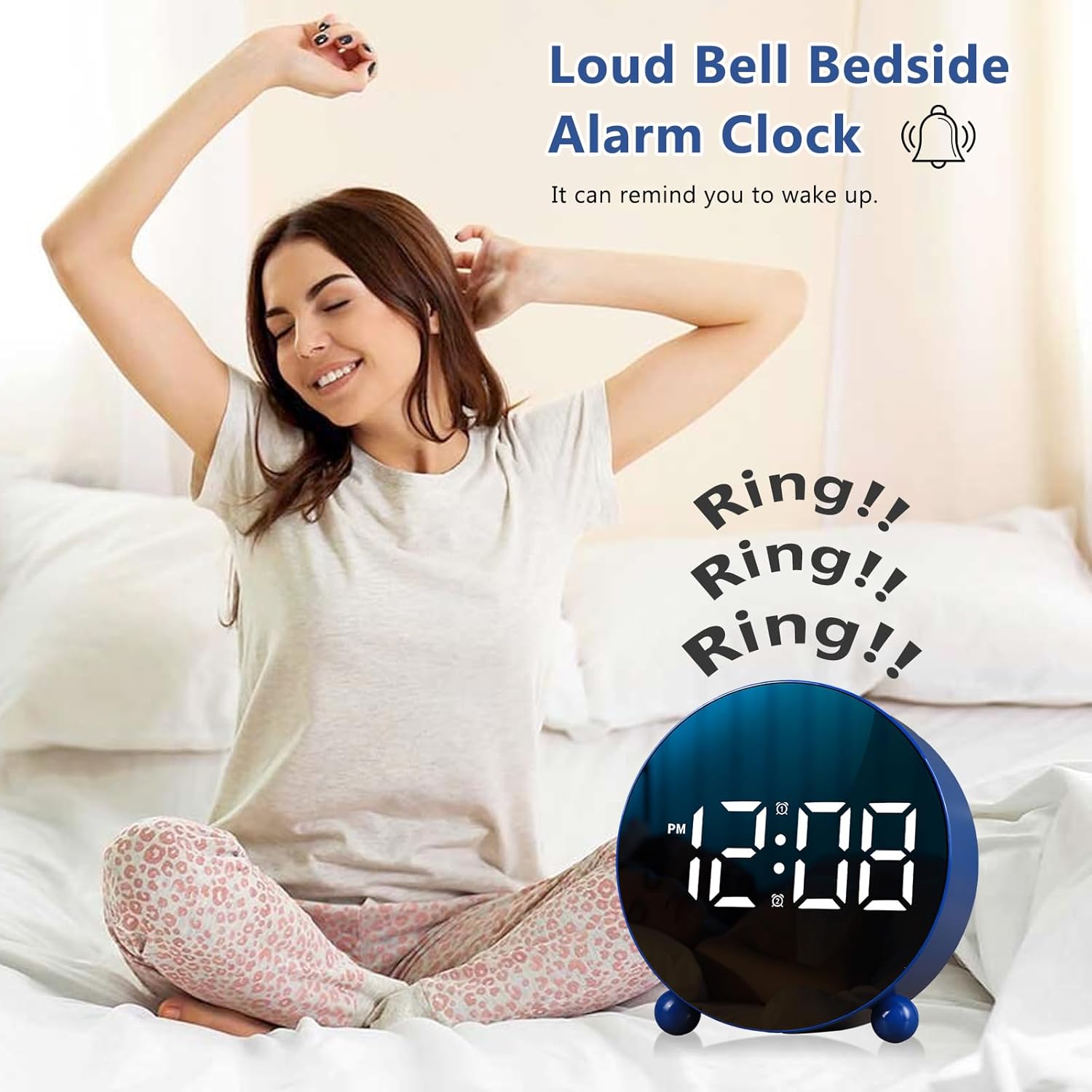 Justup Digital Alarm Clock with Double Bell and LED Display