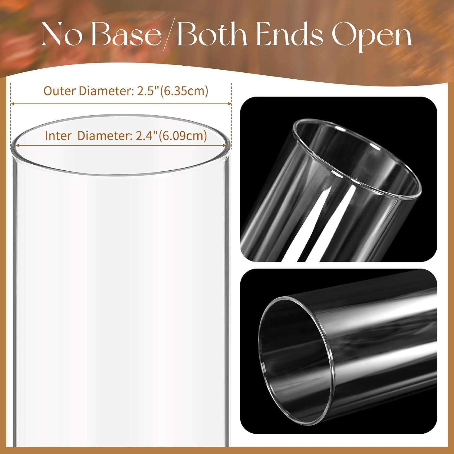 12PCS Clear Glass Hurricane Candle Holder Sleeve