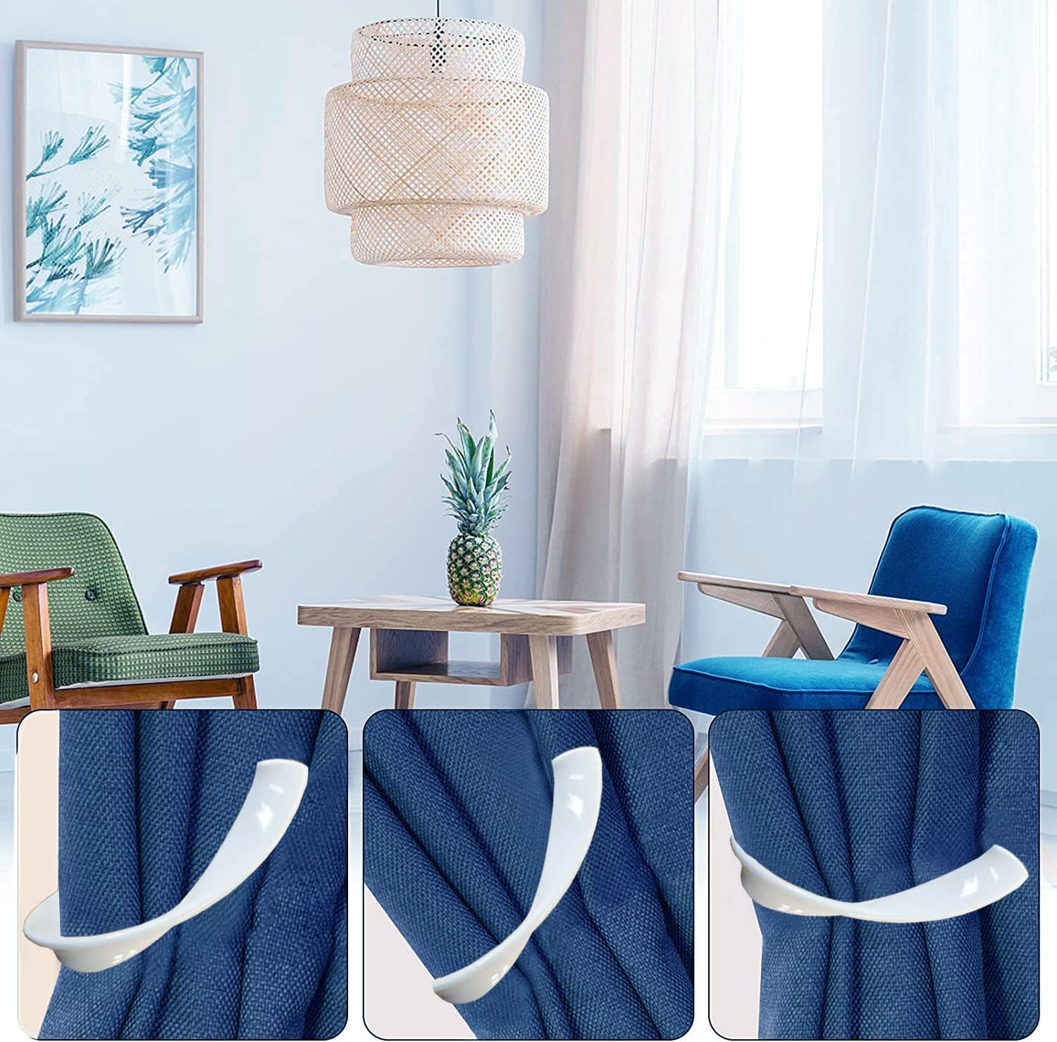 Decorative Curtain Holdbacks with Screws White 2 Pack