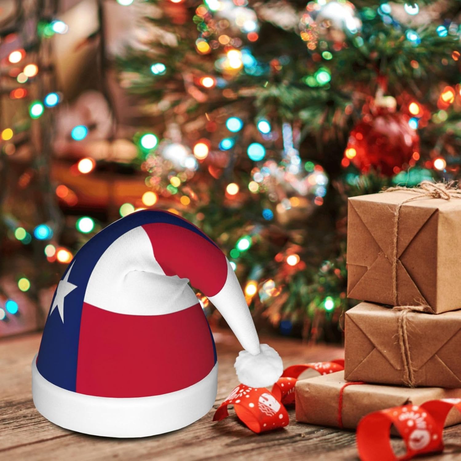 Texas State Flag Christmas Hat with LED Lights 1