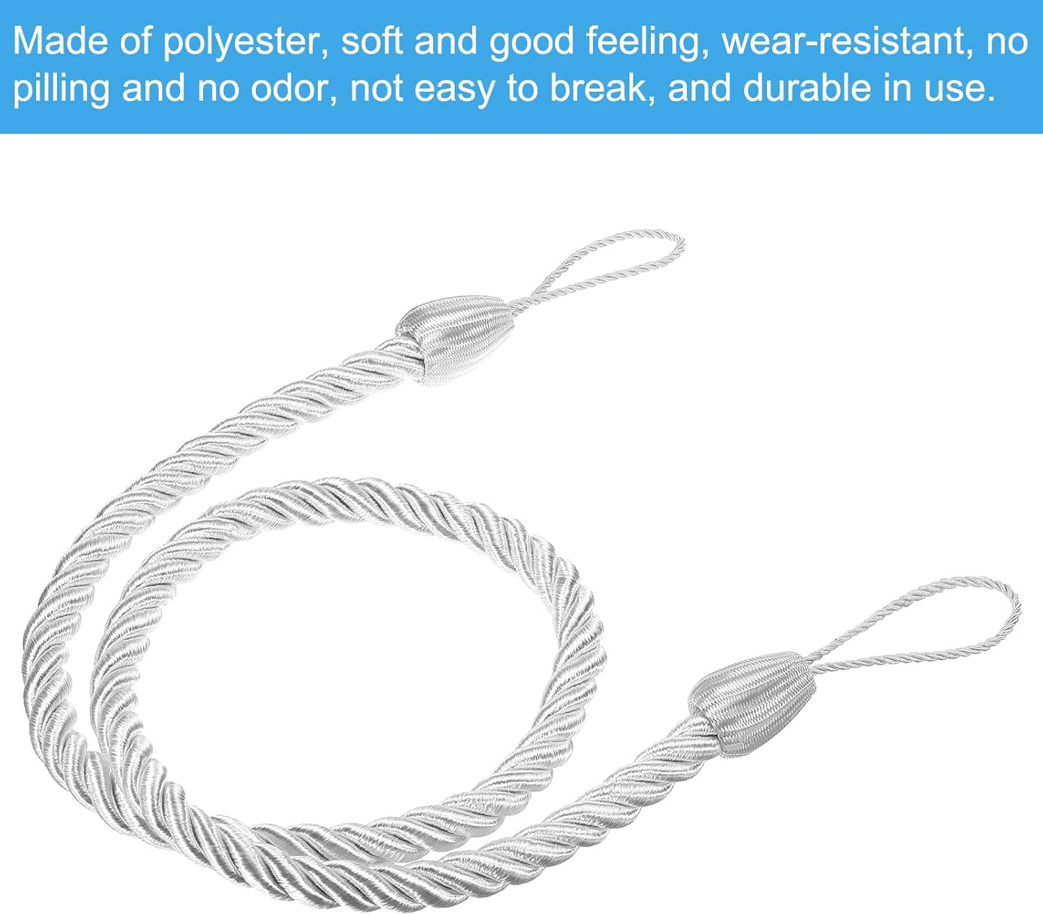 PATIKIL Curtain Tiebacks Ropes 6 Pack White