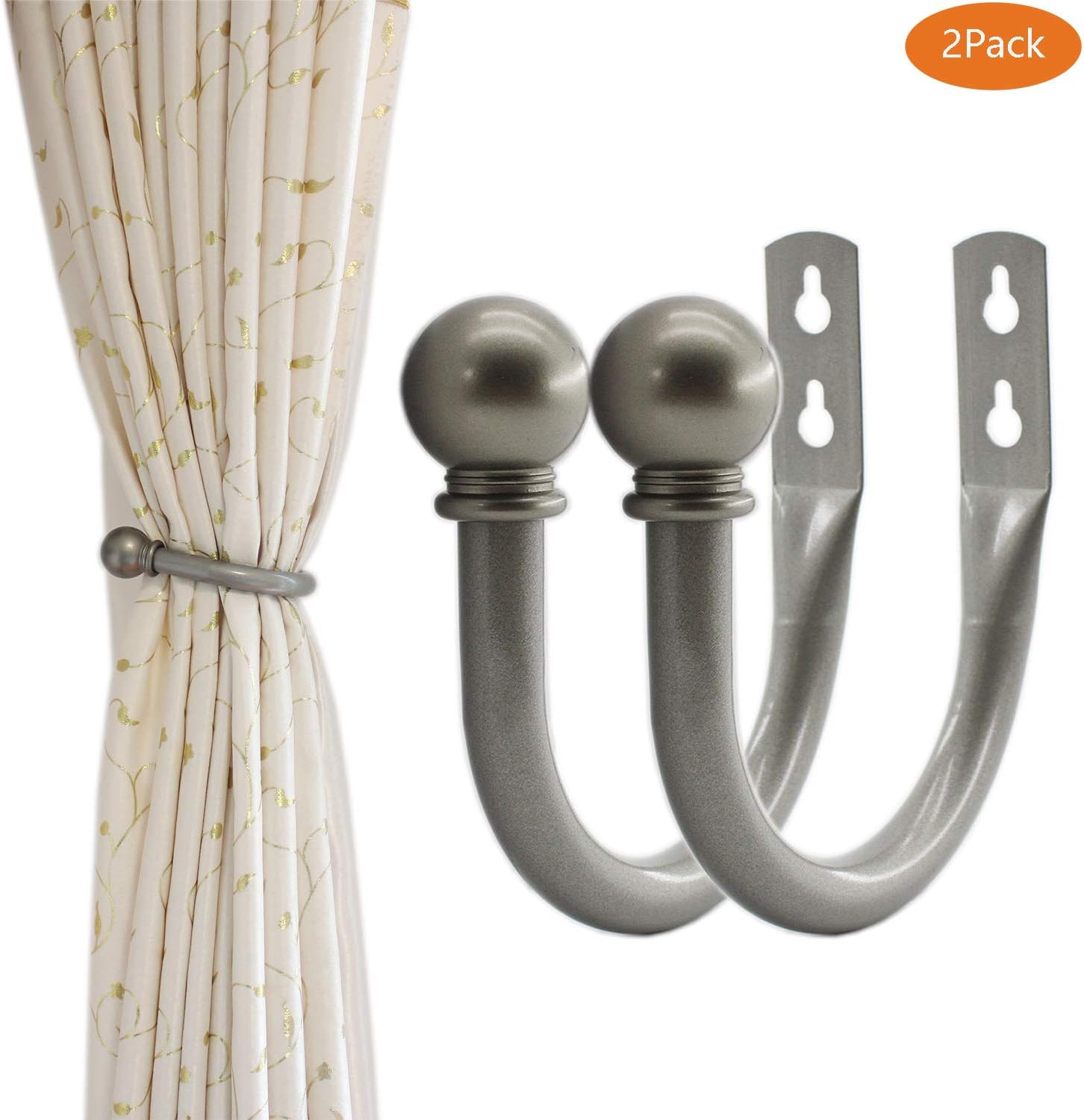 Ulifestar Decorative Curtain Holdbacks Hooks Grey