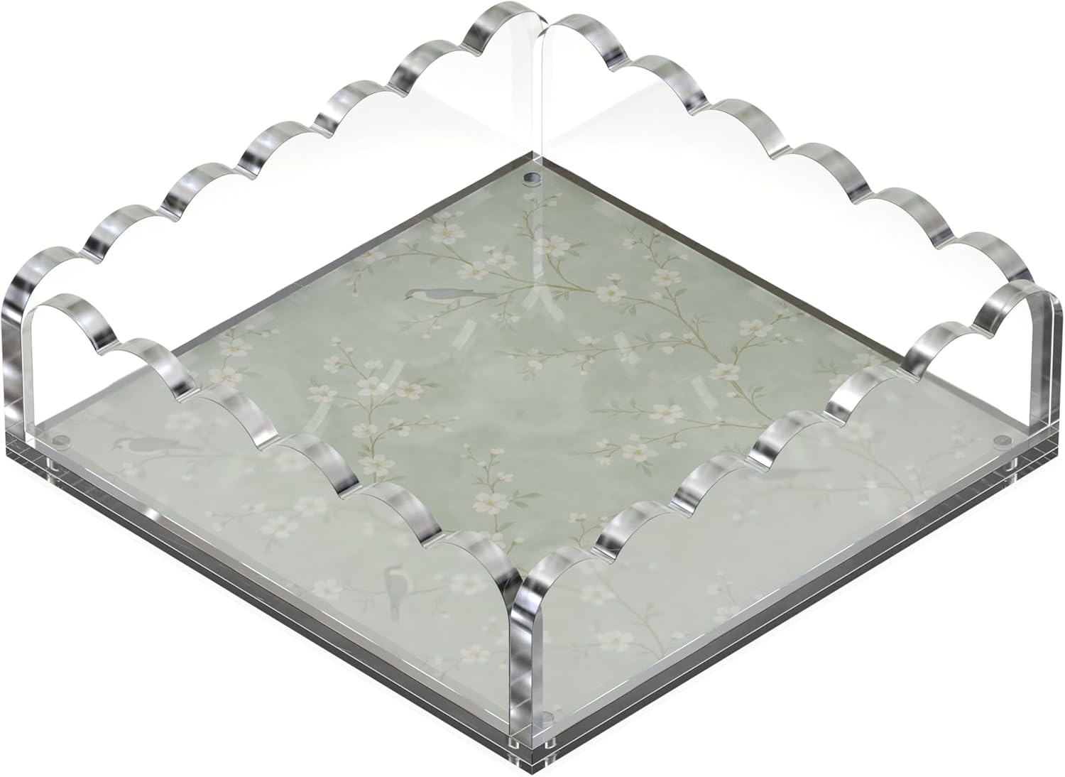 8 x 8 Scalloped Acrylic Tray with Magnetic Mat