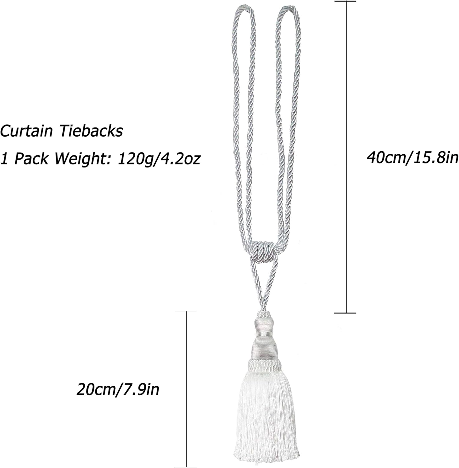 BEL AVENIR 2 Pack Curtain Tiebacks with Tassels and Rope