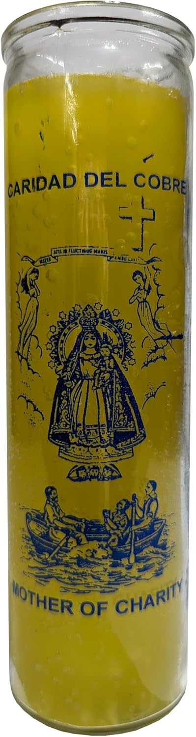 Generic Mother of Charity Yellow 8 Inch Pillar Candle