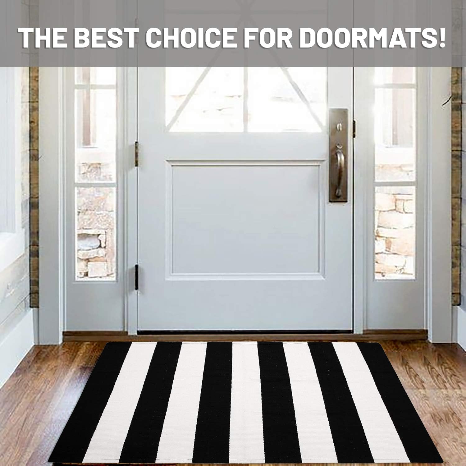 IOHOUZE Black White Striped Rug 275 x 43