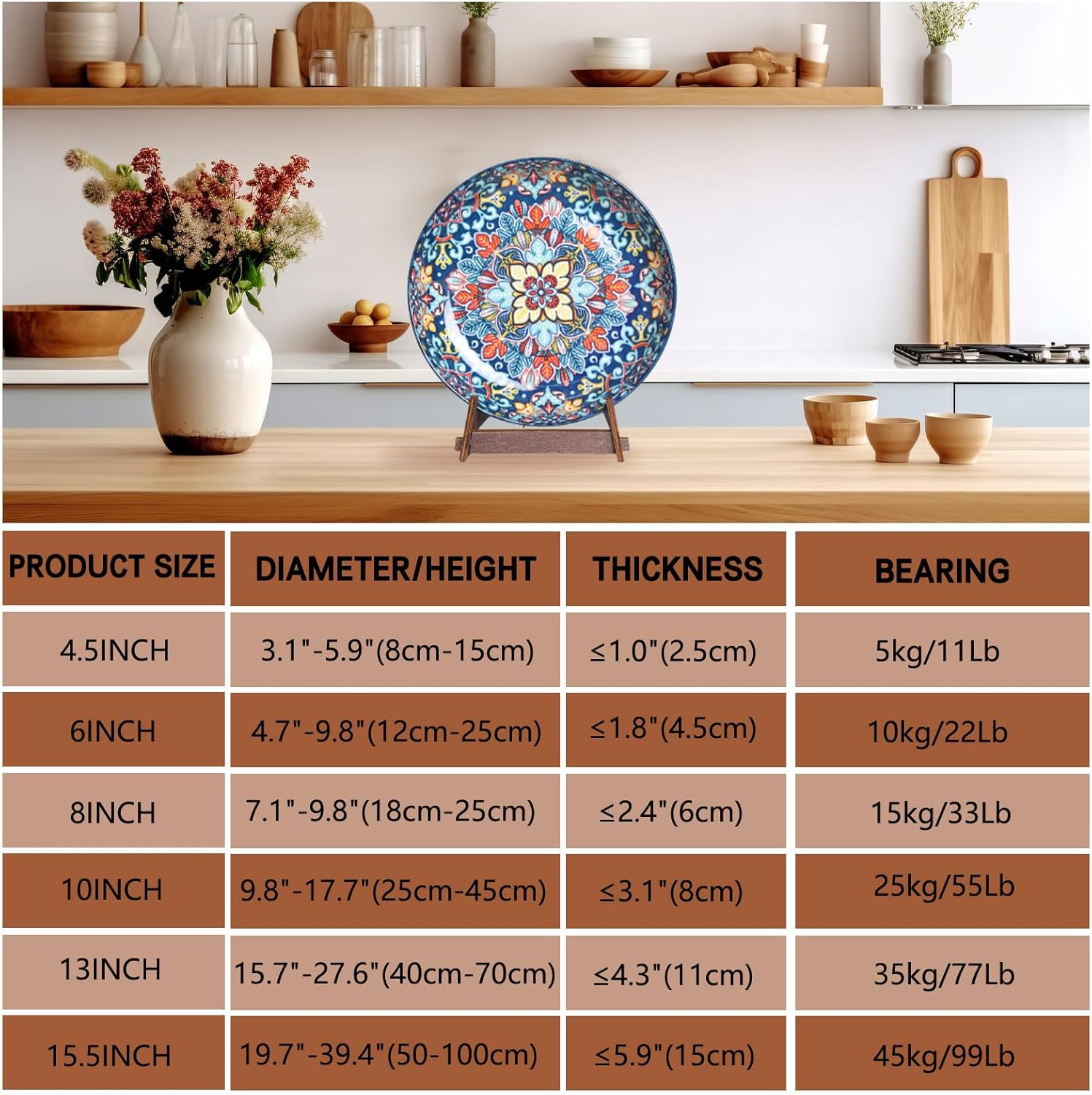 13 Inch Wooden Plate Display Stand Frame Holder