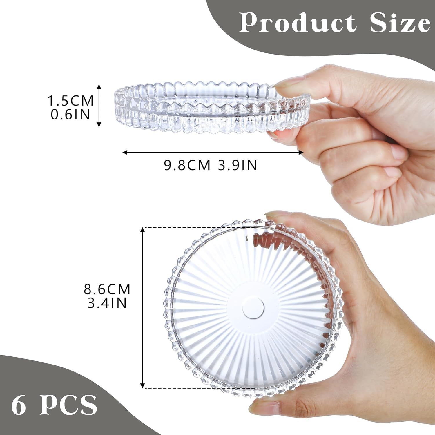Kanpura Clear Glass Candle Holder Plates Set of 6