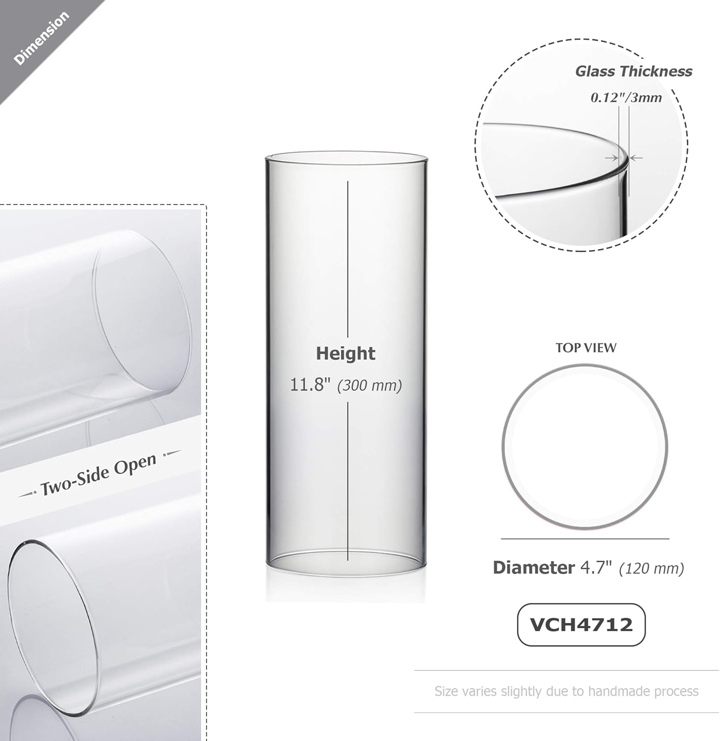 WGVI Hurricane Candle Holder Sleeve Clear Glass 2 Pieces