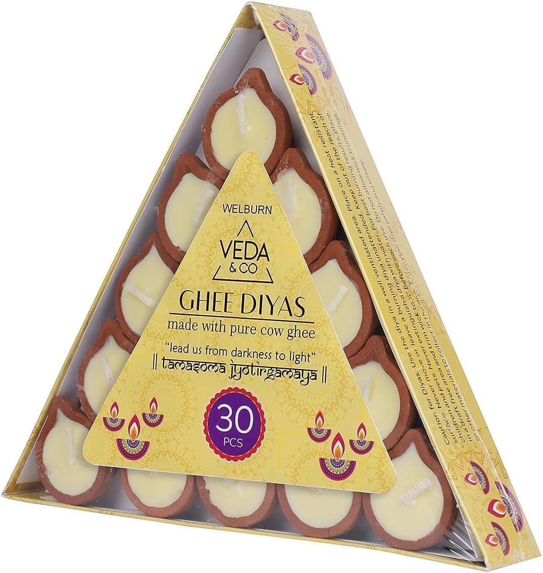 Welburn VedaCo Pure Cow Ghee Diya Set - 30 Pieces