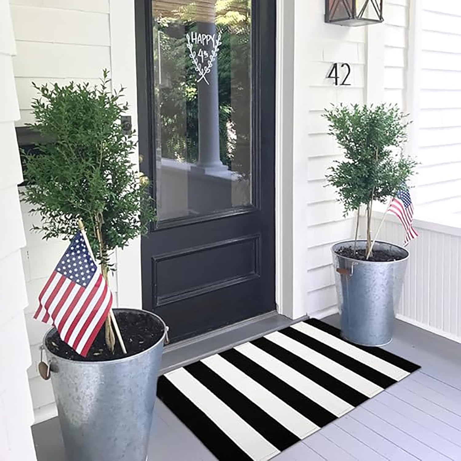 KOZYFLY Black and White Striped Area Rug 275x43 Inches